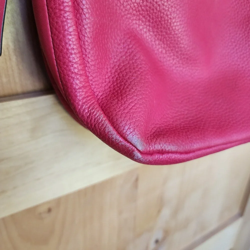 Kate Spade Cherry‎ Red 100% Leather Slouchy Hobo Crossbody Shoulder Bag Purse